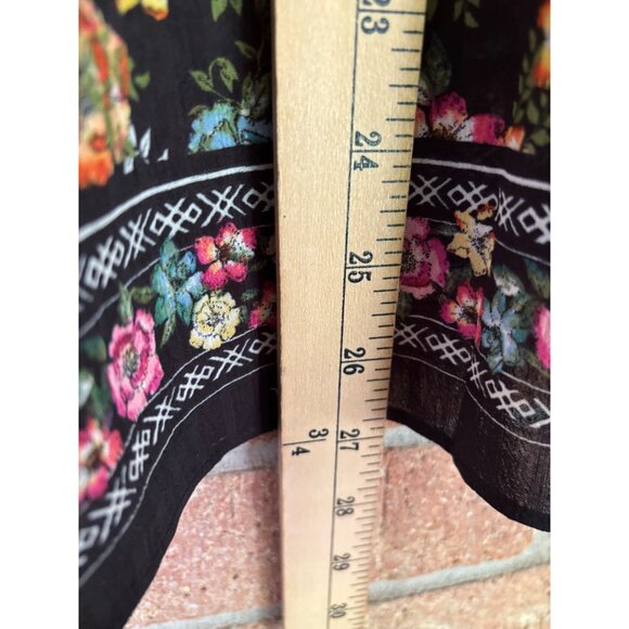 Rose+Olive Womens Floral Print Balloon Sleeve Boho Blouse Top Black Multicolor - Picture 11 of 13